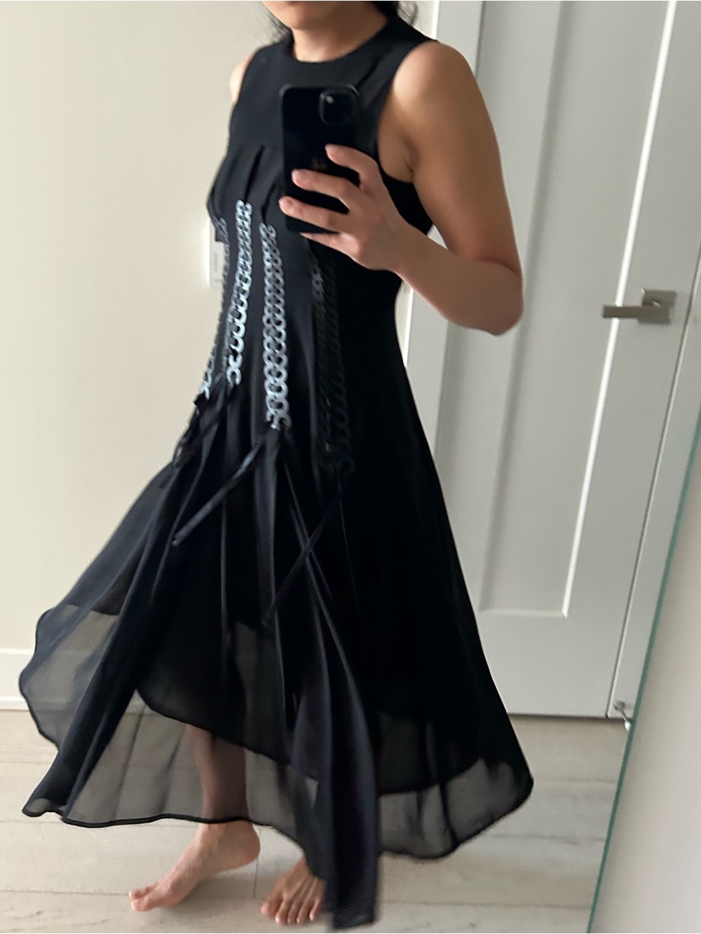 Noir Kei Ninomiya Comme des Garcons SS18 Interlocking Loop Dress Size S - Picture 4 of 7